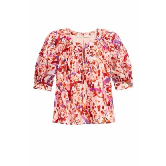 NWOT Marie Oliver Flowy Silk Blouse Pink Purple Large - Picture 1 of 4